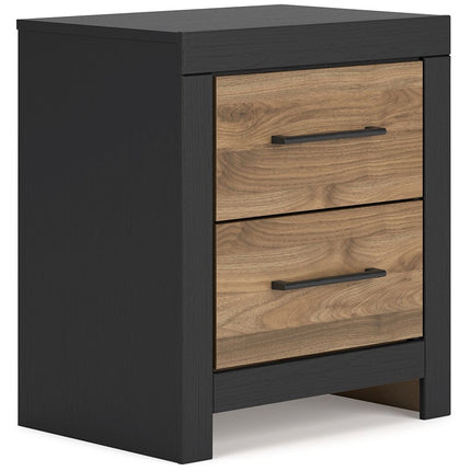 Vertani - Black / Honey Brown - Two Drawer Night Stand - Tony's Home Furnishings