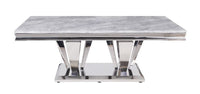 Satinka - Coffee Table - Light Gray Printed Faux Marble & Mirrored Silver Finish ACME 