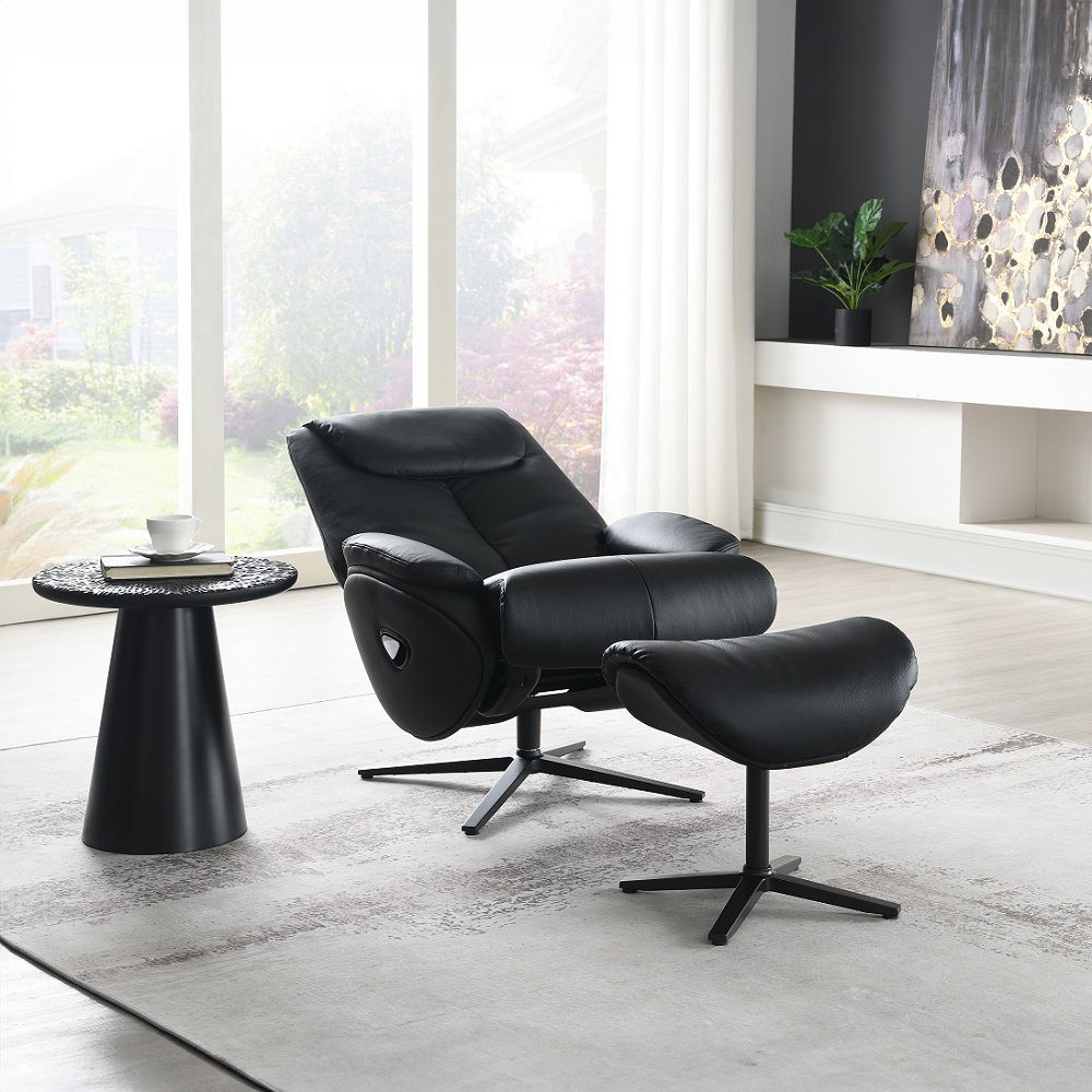 Labonita - Motion Accent Chair With Swivel & Ottoman - Black ACME 