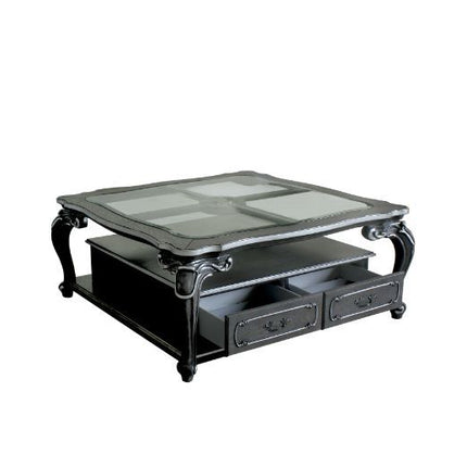 House - Delphine - Coffee Table - Clear Glass & Charcoal Finish ACME 