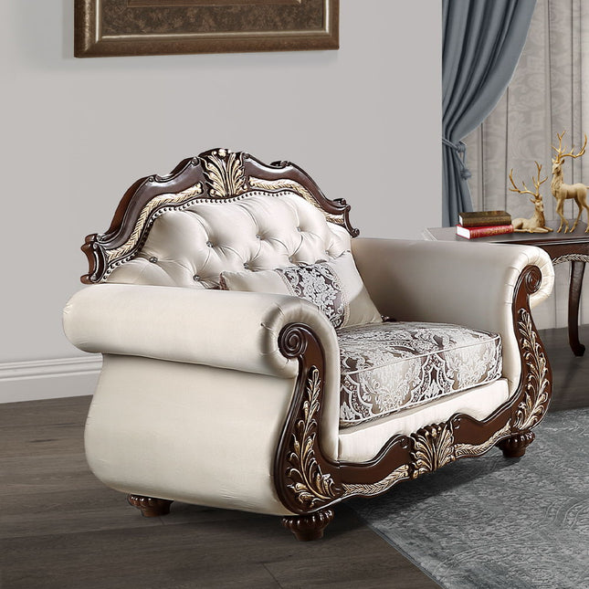 Pierce - Chair With Pillow - Beige Fabric & Cherry Finish ACME 