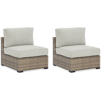 Thumbnail for Calworth - Beige - Armless Chair W/Cushion (Set of 2) Ashley Furniture 