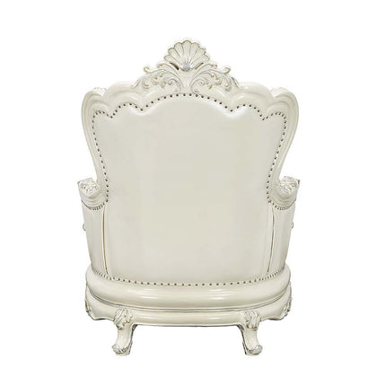 Adara - Chair - White PU & Antique White Finish ACME 