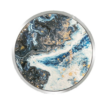 Lyda - End Table - Blue Marble Print & Chrome ACME 