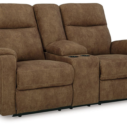 Edenwold - Brindle - Dbl Reclining Loveseat With Console - Tony's Home Furnishings