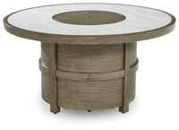 Rainier Ranch - Beige - Round Fire Pit Table Signature Design by Ashley® 