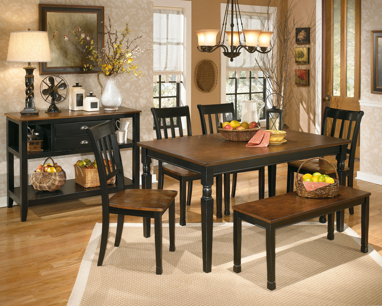 Owingsville - Black / Brown - Large Dining Room Bench - Tony's Home Furnishings
