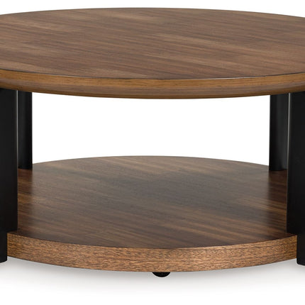 Kraeburn - Brown / Black - Round Cocktail Table Signature Design by Ashley® 