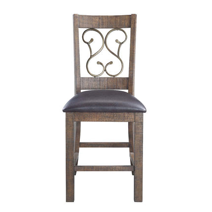 Raphaela - Counter Height Chair (Set of 2) - Black PU & Weathered Cherry Finish ACME 