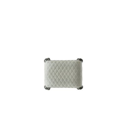 House - Delphine - Stool - Two Tone Ivory Fabric & Charcoal Finish ACME 