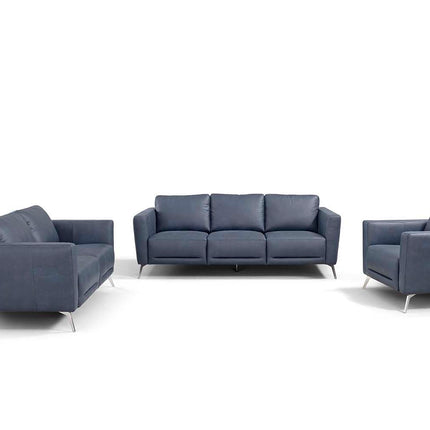 Astonic - Loveseat - Blue Leather - Tony's Home Furnishings