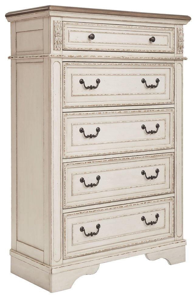 Realyn - White / Brown / Beige - Five Drawer Chest Ashley Furniture 