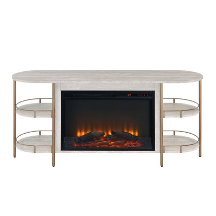 Valene - Console Table With Fireplace - White ACME 