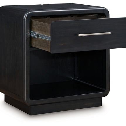 Rowanbeck - Black - One Drawer Night Stand Signature Design by Ashley® 