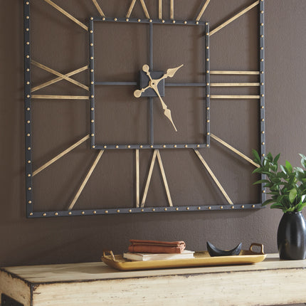 Thames - Black / Gold Finish - Wall Clock Ashley Furniture 