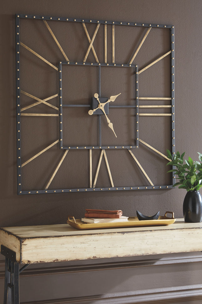 Thames - Black / Gold Finish - Wall Clock Ashley Furniture 