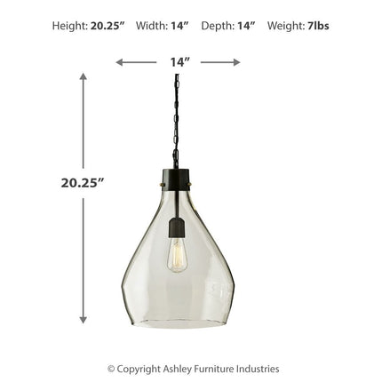 Avalbane - Clear / Gray - Glass Pendant Light Ashley Furniture 