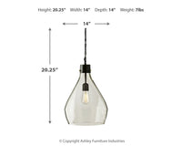Avalbane - Clear / Gray - Glass Pendant Light Ashley Furniture 