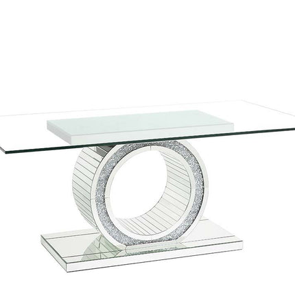 Noralie - Dining Table - Mirrored & Faux Diamonds - Glass - 30" ACME 