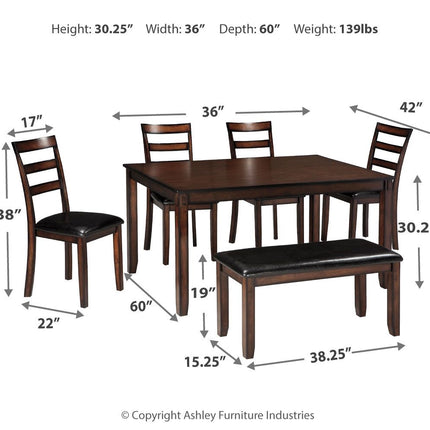 Coviar - Brown - Dining Room Table Set (Set of 6) Ashley Furniture 