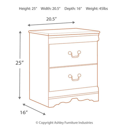 Anarasia - White - Two Drawer Night Stand Ashley Furniture 