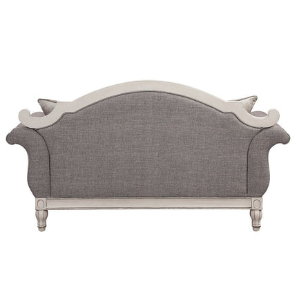 Florian - Loveseat With 3 Pillows - Gray & Antique White ACME 