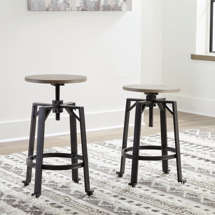 Lesterton - Light Brown / Black - Swivel Stool (Set of 2) Signature Design by Ashley® 