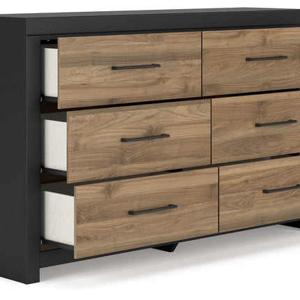 Vertani - Black / Honey Brown - Six Drawer Dresser Signature Design by Ashley® 