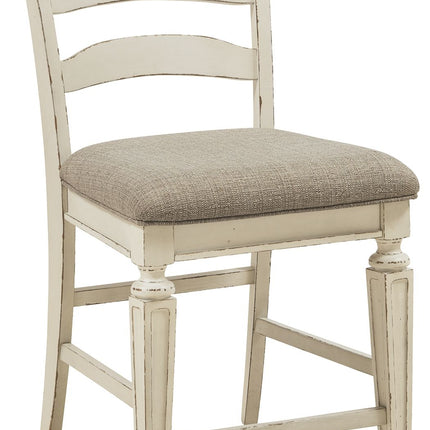 Realyn - Chipped White - Upholstered Barstool (Set of 2) Ashley Furniture 