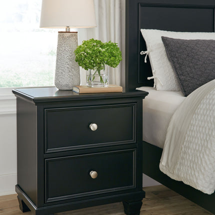 Lanolee - Black - Two Drawer Nightstand Signature Design by Ashley® 