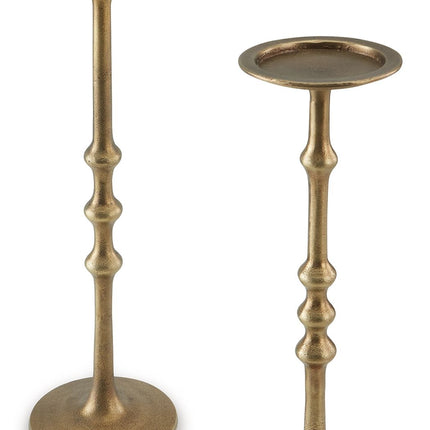 Larwick - Antique Brass Finish - Candle Holder Set (Set of 2) - Tony's Home Furnishings