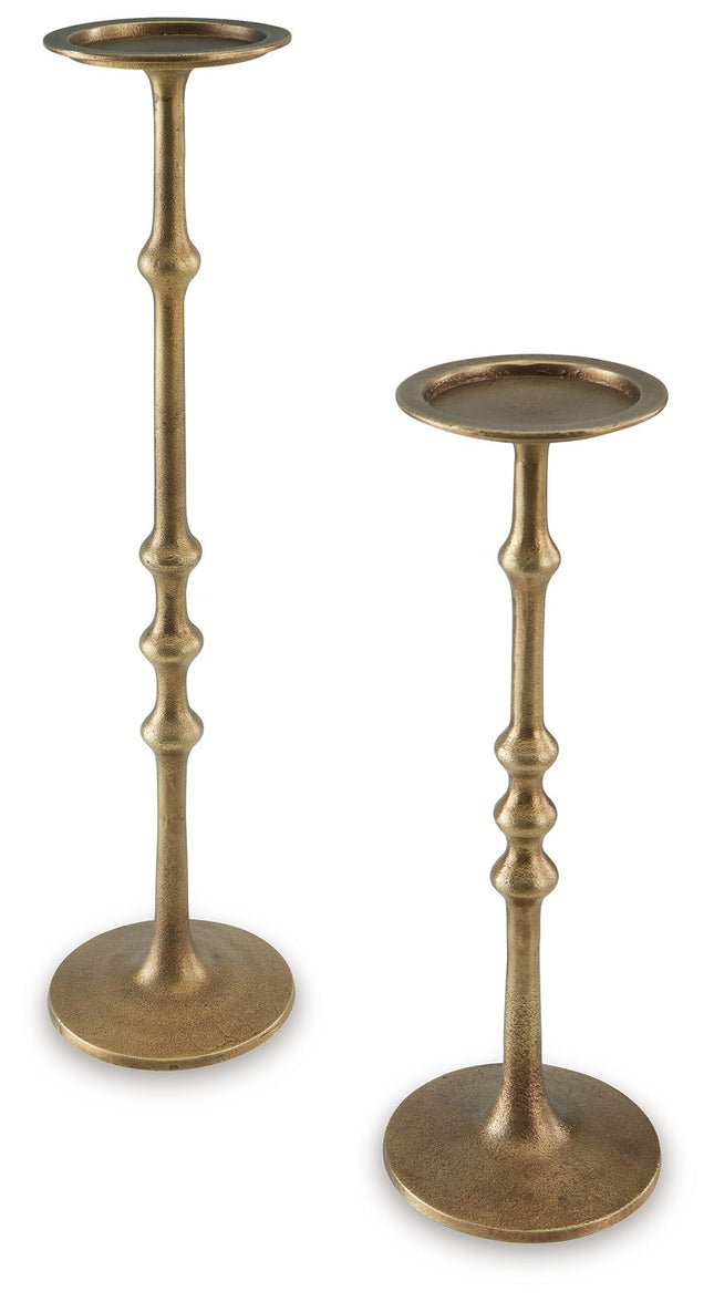 Larwick - Antique Brass Finish - Candle Holder Set (Set of 2) - Tony's Home Furnishings