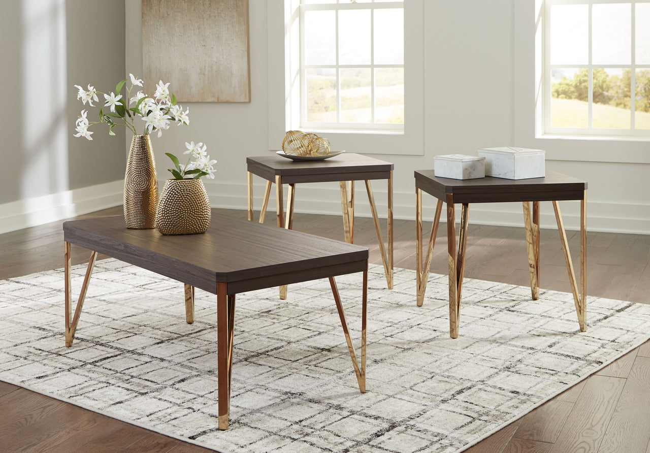 Bandyn - Brown / Champagne - Occasional Table Set (Set of 3) - Tony's Home Furnishings