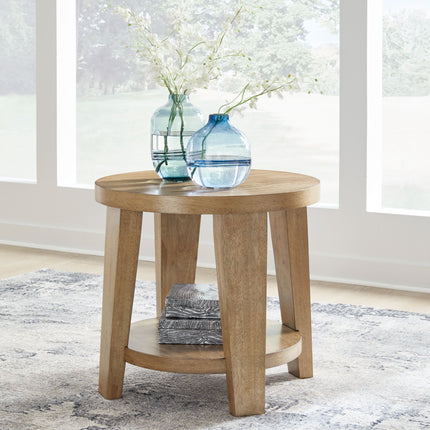 Kristiland - Light Brown - Round End Table Signature Design by Ashley® 