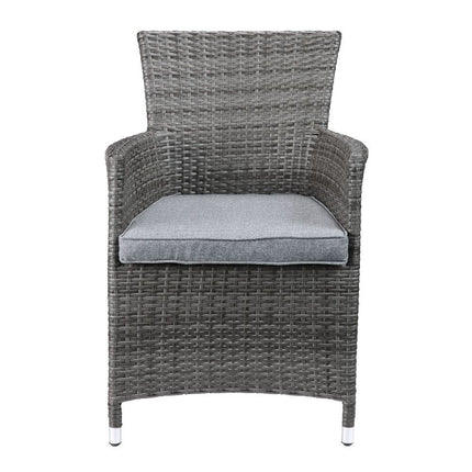 Tashelle - Patio Bistro Set - Gray Fabric & Gray Wicker ACME 