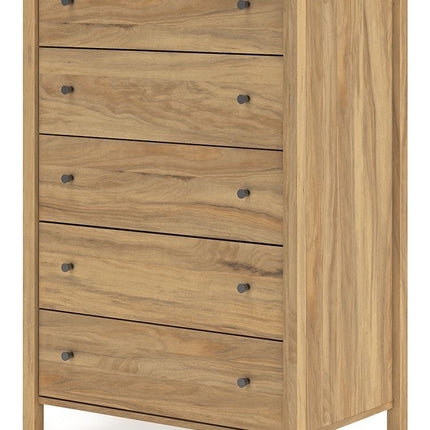 Bermacy - Light Brown - Five Drawer Chest Signature Design by Ashley® 