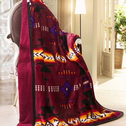 Southwest Aztec Sherpa Throw Blanket