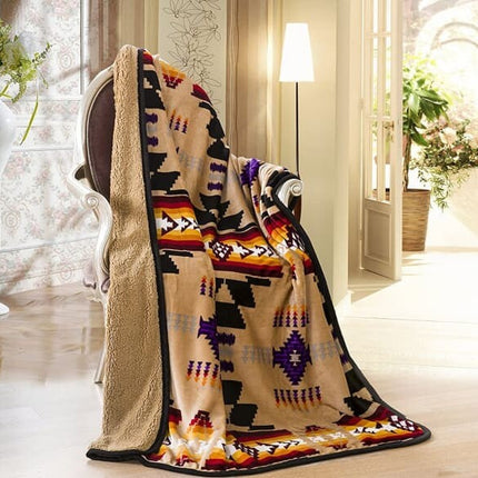 Southwest Aztec Sherpa Throw Blanket