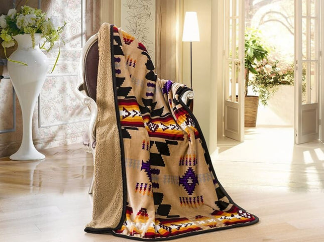 Southwest Aztec Sherpa Throw Blanket