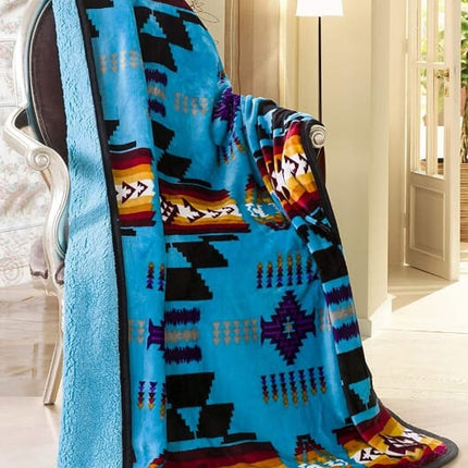 Southwest Aztec Sherpa Throw Blanket