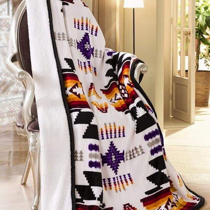 Southwest Aztec Sherpa Throw Blanket