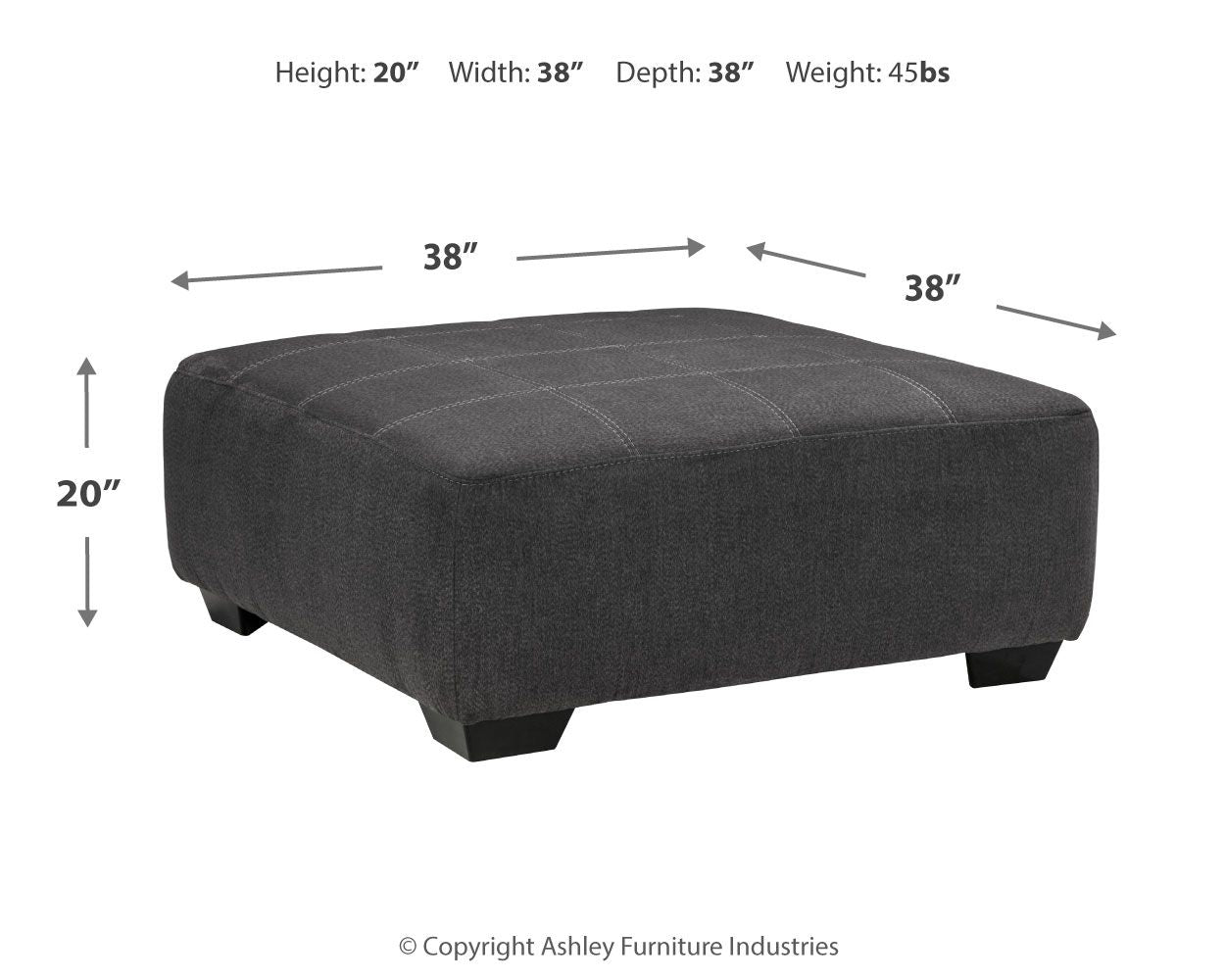 Ambee - Slate - Oversized Accent Ottoman Tony's Home Furnishings Furniture. Beds. Dressers. Sofas.