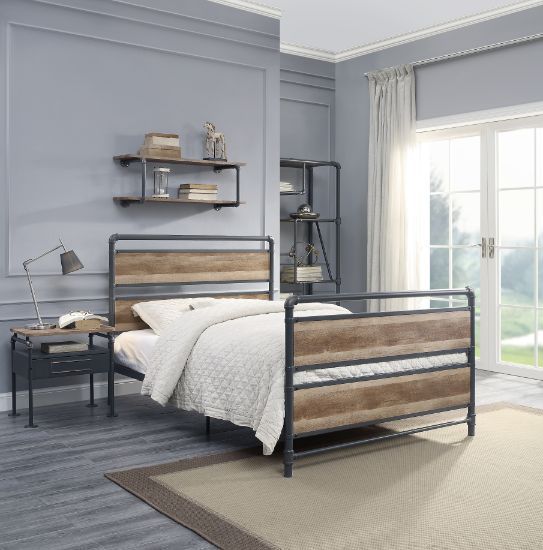 Brantley - Full Bed - Antique Oak & Sandy Gray Finish - Tony's Home Furnishings