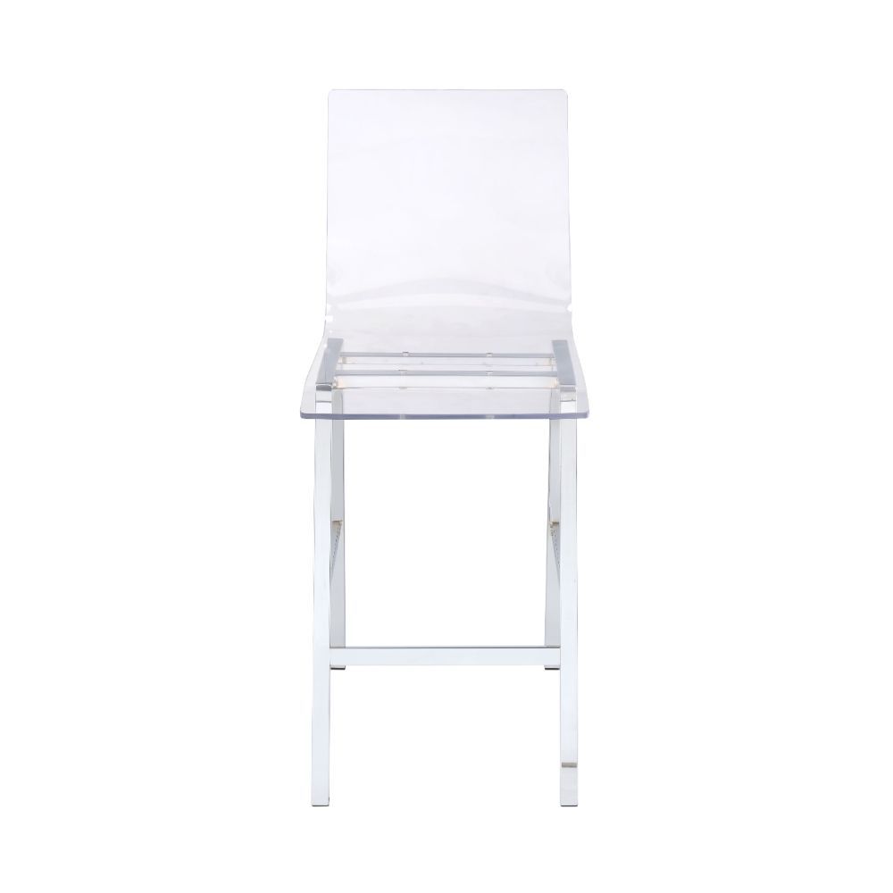 Nadie - Counter Height Chair (Set of 2) - Clear Acrylic & Chrome - Tony's Home Furnishings