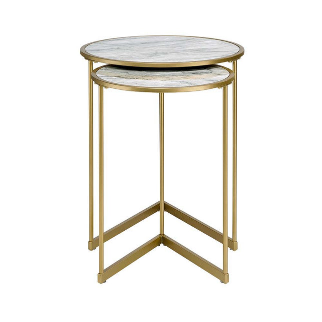 Garo - Accent Table - Faux Marble & Gold Finish - Tony's Home Furnishings