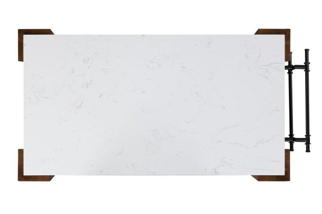 Alaroa - Kitchen Island - Marble & Rustic Brown Finish - Tony's Home Furnishings