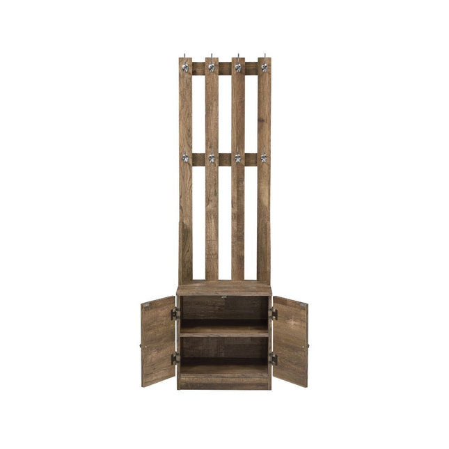 Sanuye - Hall Tree - Weathered Oak - Tony's Home Furnishings