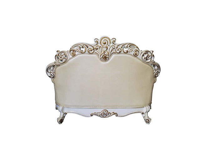 Vendom - Loveseat - Champagne PU & Antique Pearl Finsih - Tony's Home Furnishings