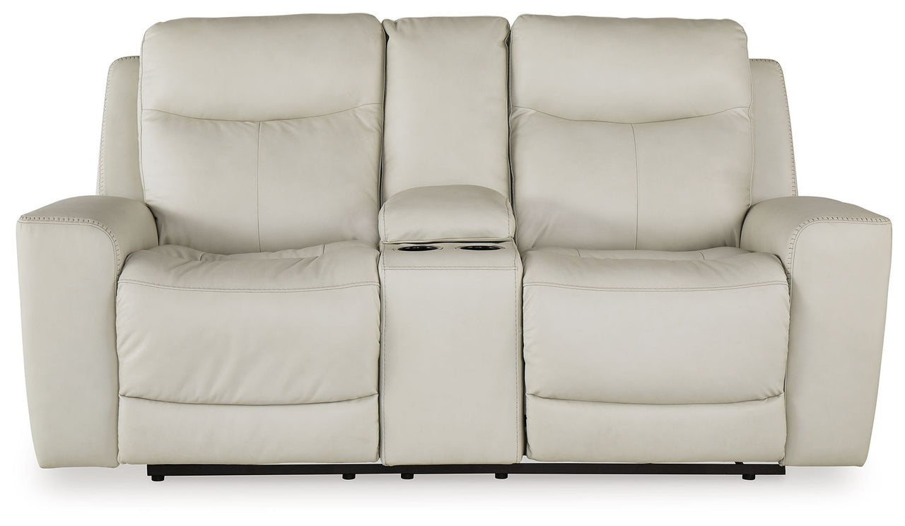 Mindanao - Coconut - Power Reclining Loveseat With Console / Adj Hdrst