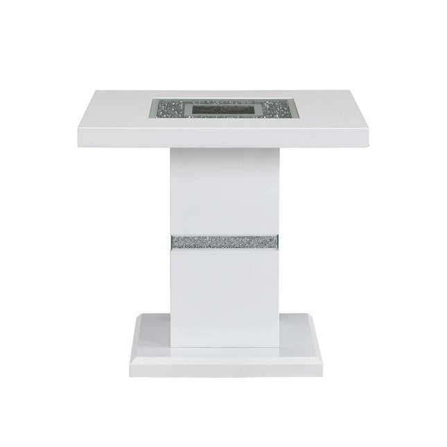 Elizaveta - End Table - Faux Crystal Diamonds & White High Gloss Finish - Tony's Home Furnishings